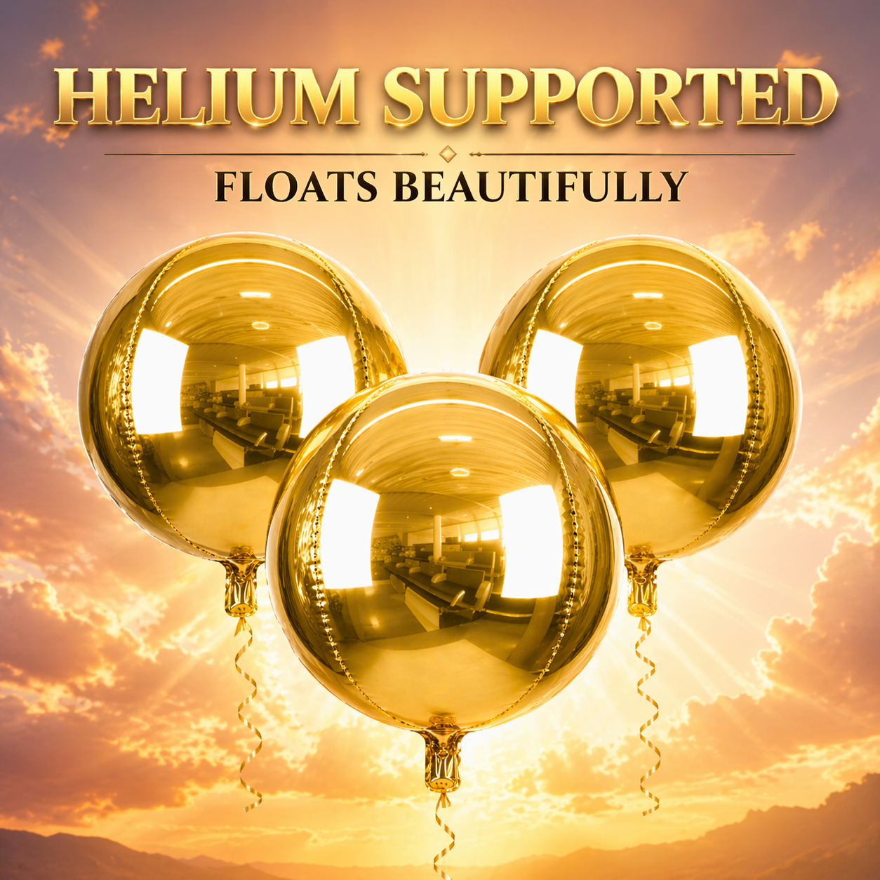 Gold Round Orbz Foil Balloons 22 inches - 3PC