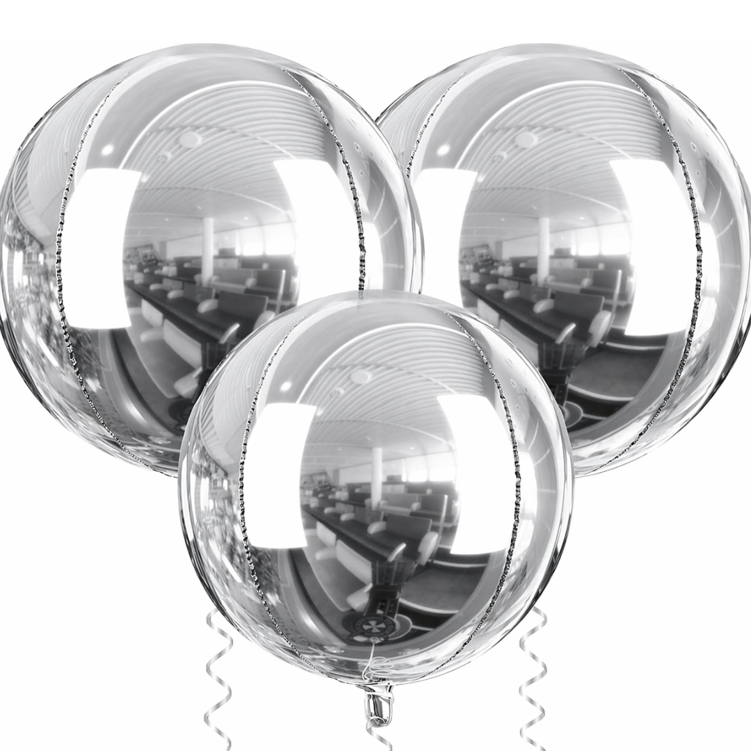 Silver Round Orbz Foil Balloons 22 inches - 3PC