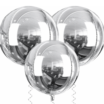 Silver Round Orbz Foil Balloons 22 inches - 3PC