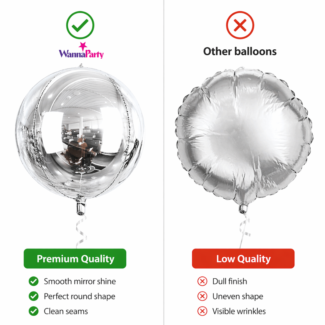 Silver Round Orbz Foil Balloons 22 inches - 3PC