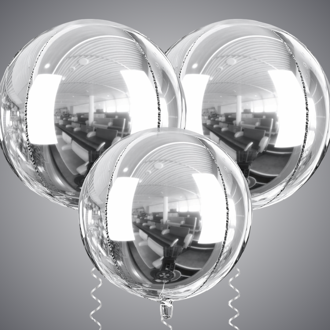 Silver Round Orbz Foil Balloons 22 inches - 3PC