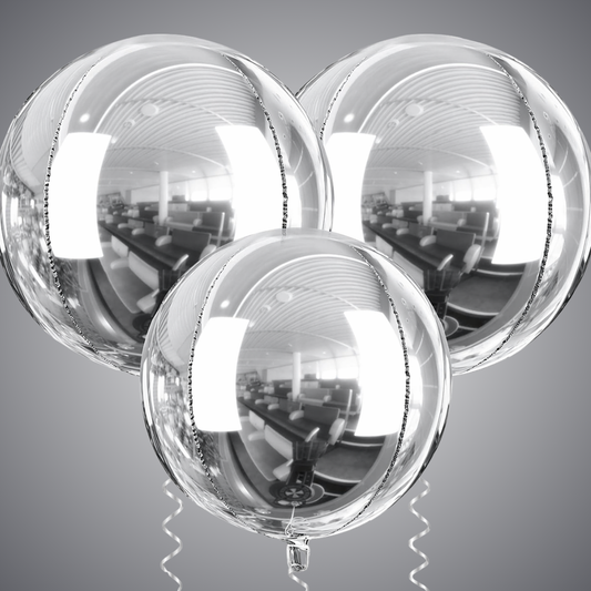 Silver Round Orbz Foil Balloons 22 inches - 3PC