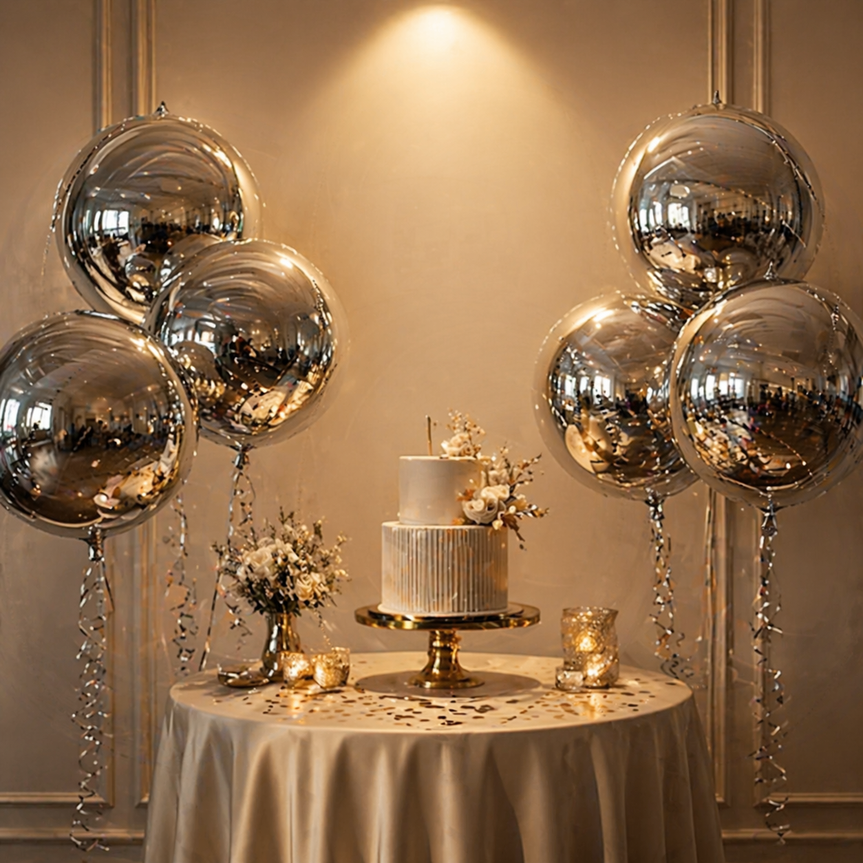 Silver Round Orbz Foil Balloons 22 inches - 3PC
