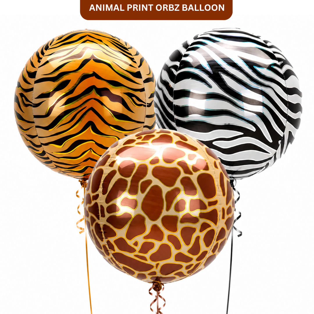 Animal Print Orbz Shaped Balloons - Set of 3