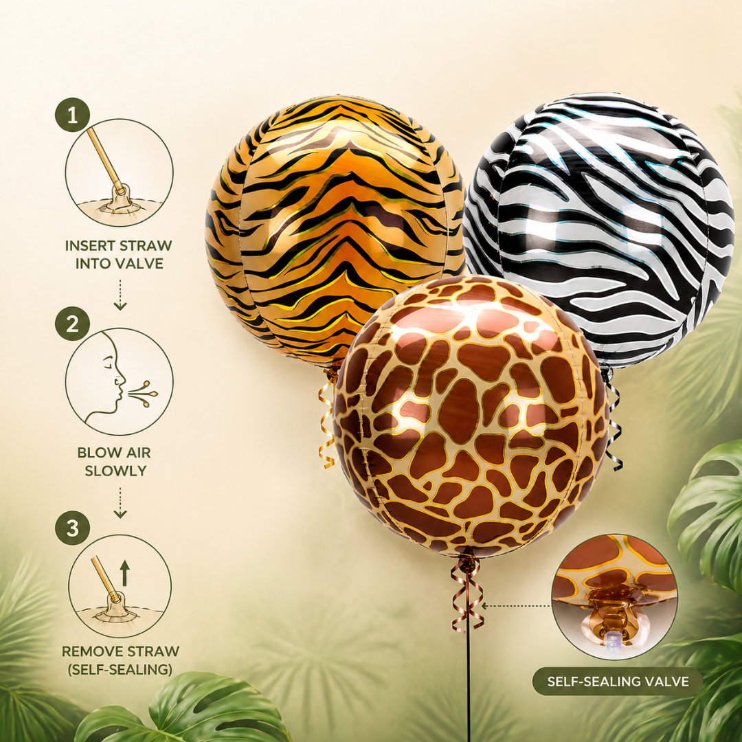 Animal Print Orbz Shaped Balloons - Set of 3