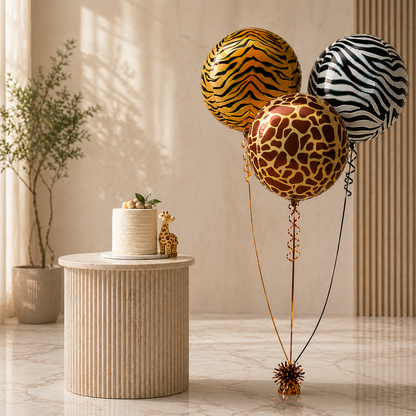 Animal Print Orbz Shaped Balloons - Set of 3
