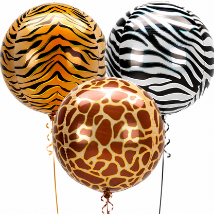 Animal Print Orbz Shaped Balloons - Set of 3