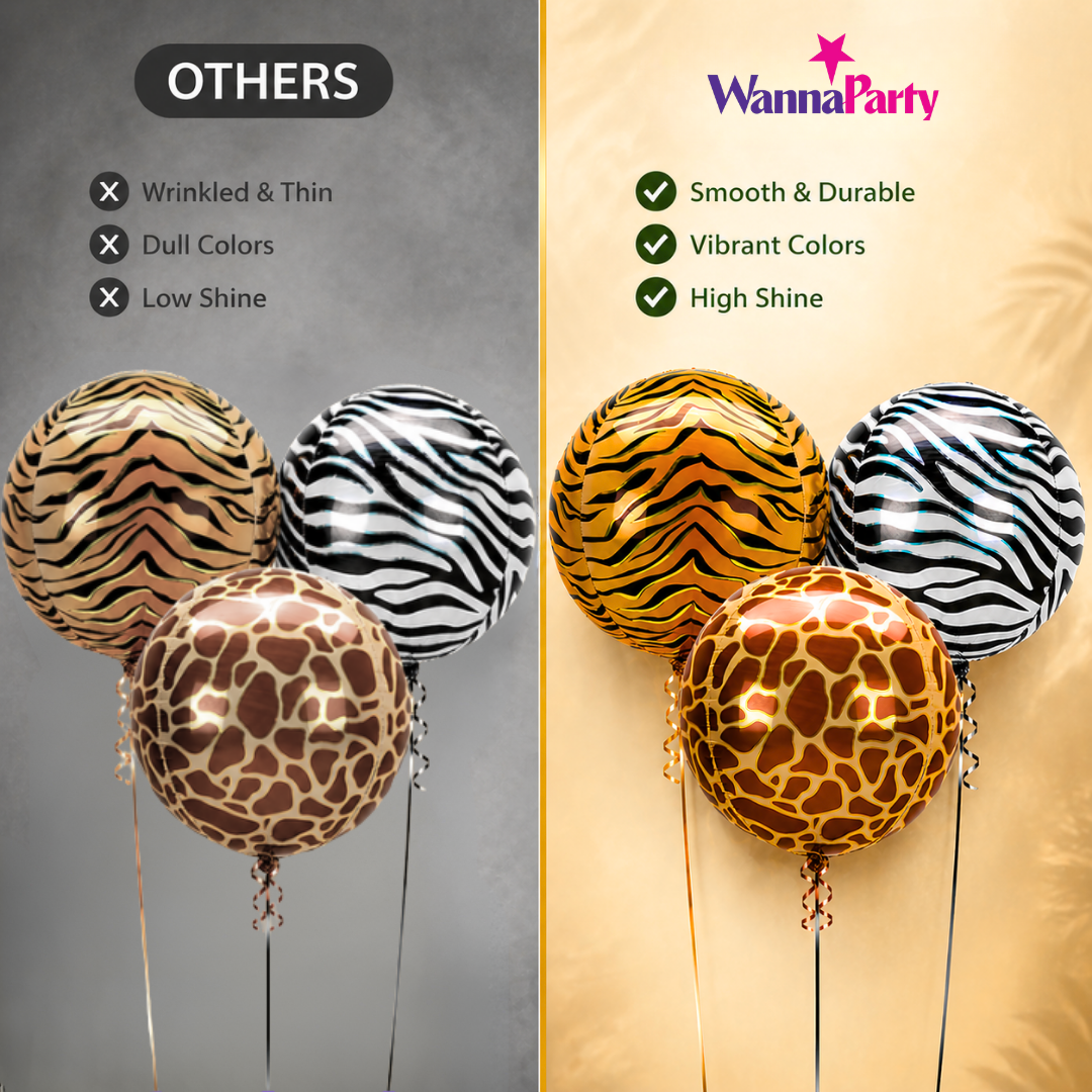 Animal Print Orbz Shaped Balloons - Set of 3