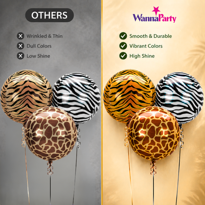 Animal Print Orbz Shaped Balloons - Set of 3