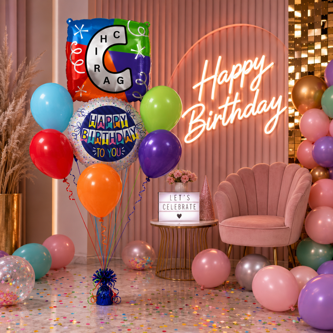 Customizable Alphabet "C" Square Shaped Balloon with Customized Name Stickers Bouquet Set of 7PC | Customizable Name Inital Balloons| Choose Your Name