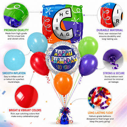 Customizable Alphabet "C" Square Shaped Balloon with Customized Name Stickers Bouquet Set of 7PC | Customizable Name Inital Balloons| Choose Your Name