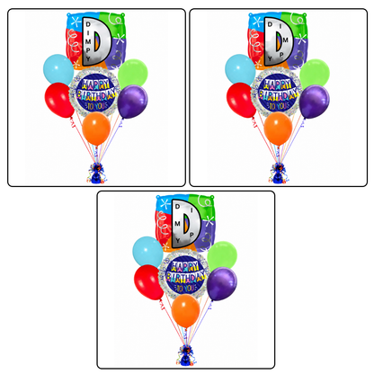 Customizable Alphabet "D" Square Shaped Balloon with Customized Name Stickers Bouquet Set of 7PC | Customizable Name Inital Balloons| Choose Your Name