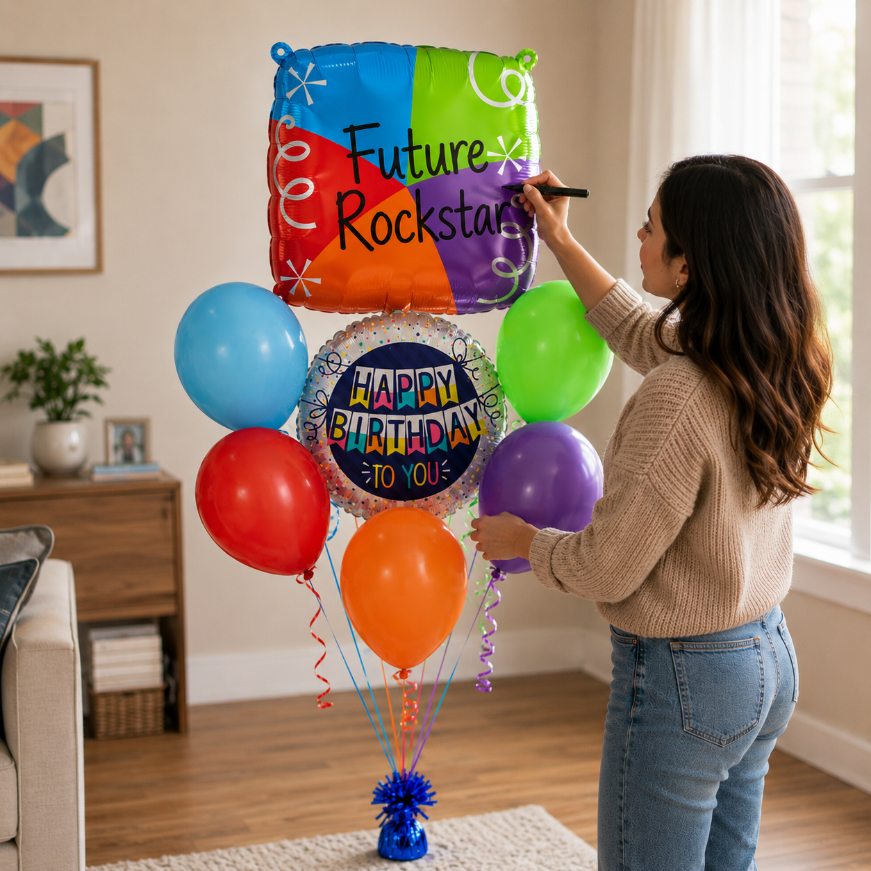 Customizable Alphabet "O" Square Shaped Balloon with Customized Name Stickers Bouquet Set of 7PC | Customizable Name Inital Balloons| Choose Your Name