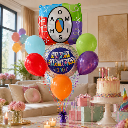 Customizable Alphabet "O" Square Shaped Balloon with Customized Name Stickers Bouquet Set of 7PC | Customizable Name Inital Balloons| Choose Your Name