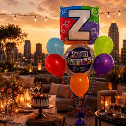 Customizable Alphabet "Z" Square Shaped Balloon with Customized Name Stickers Bouquet Set of 7PC | Customizable Name Inital Balloons| Choose Your Name