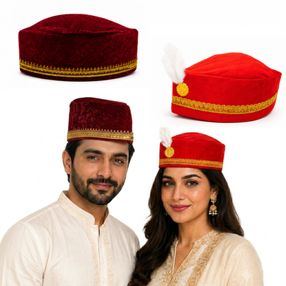 Qawwali Couple Hats Set, 2 Pcs | Moroccan Sufi Night Party Hats for Men & Women