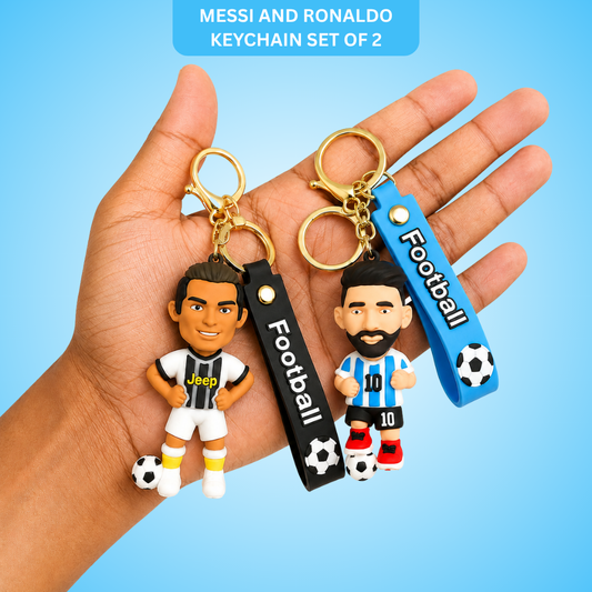 Messi and Ronaldo White Jersey Keychain Set of 2