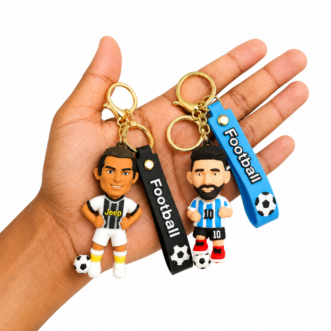 Messi and Ronaldo White Jersey Keychain Set of 2