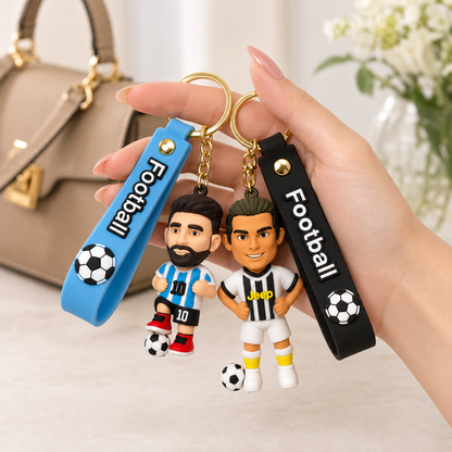 Messi and Ronaldo White Jersey Keychain Set of 2