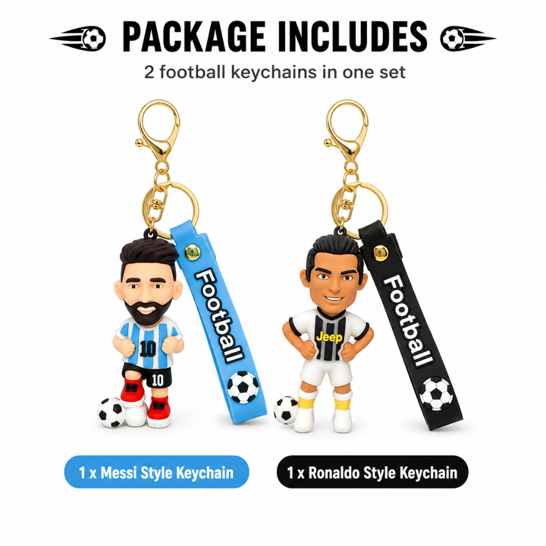 Messi and Ronaldo White Jersey Keychain Set of 2