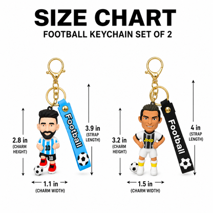 Messi and Ronaldo White Jersey Keychain Set of 2