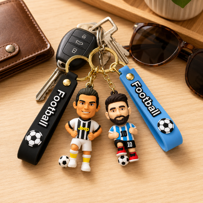 Messi and Ronaldo White Jersey Keychain Set of 2
