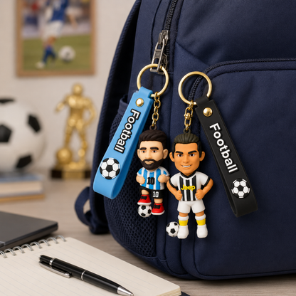 Messi and Ronaldo White Jersey Keychain Set of 2