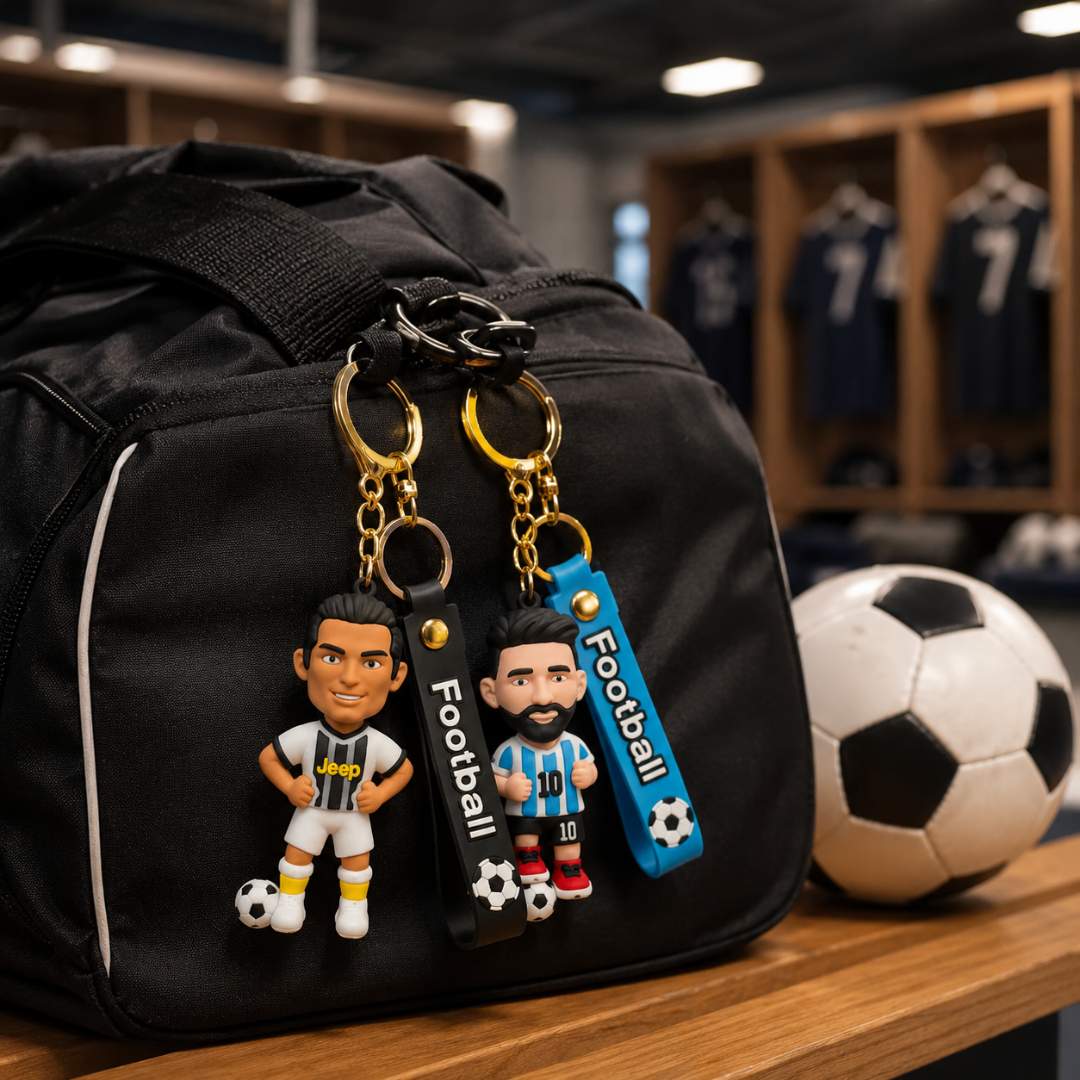 Messi and Ronaldo White Jersey Keychain Set of 2