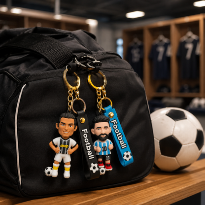 Messi and Ronaldo White Jersey Keychain Set of 2