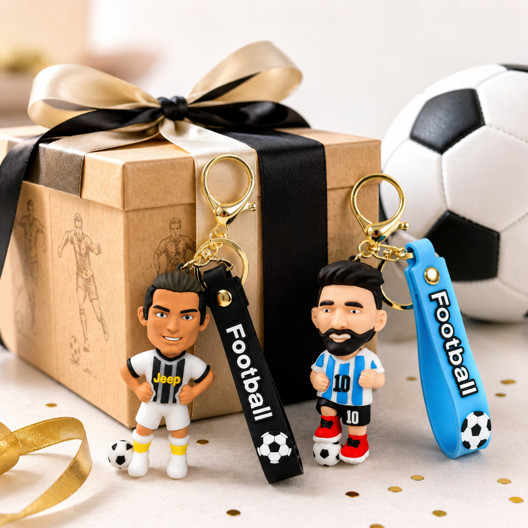 Messi and Ronaldo White Jersey Keychain Set of 2