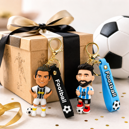 Messi and Ronaldo White Jersey Keychain Set of 2