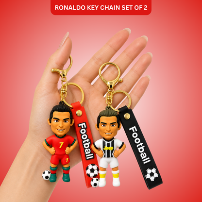 Ronaldo Key Chain with Red Jersey & White Jersey  Set of 2