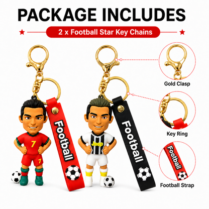 Ronaldo Key Chain with Red Jersey & White Jersey  Set of 2