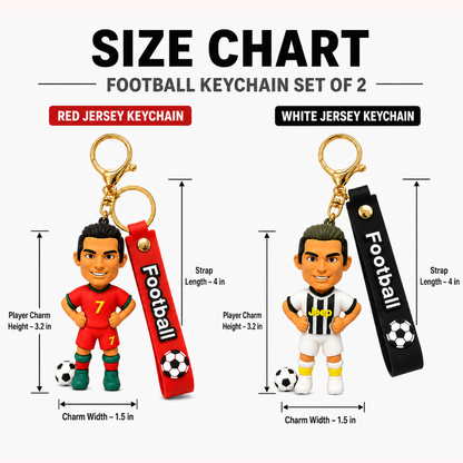Ronaldo Key Chain with Red Jersey & White Jersey  Set of 2