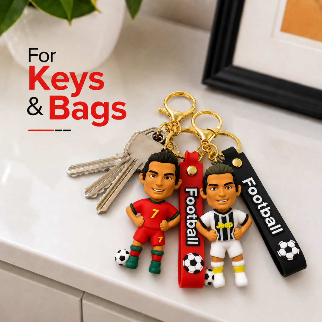 Ronaldo Key Chain with Red Jersey & White Jersey  Set of 2