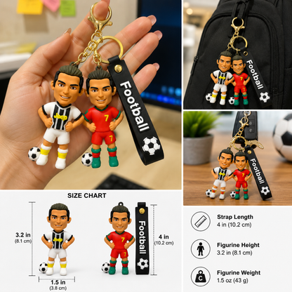 Ronaldo Key Chain with Red Jersey & White Jersey  Set of 2