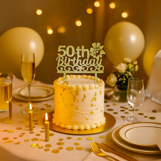Happy 50th Birthday Cake Topper - 1PC