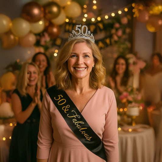 Happy 50th Birthday Crown & Sash Combo - 1PC