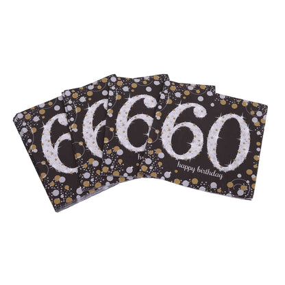 Sparkling 60th Birthday Lunch Napkins - 16PC