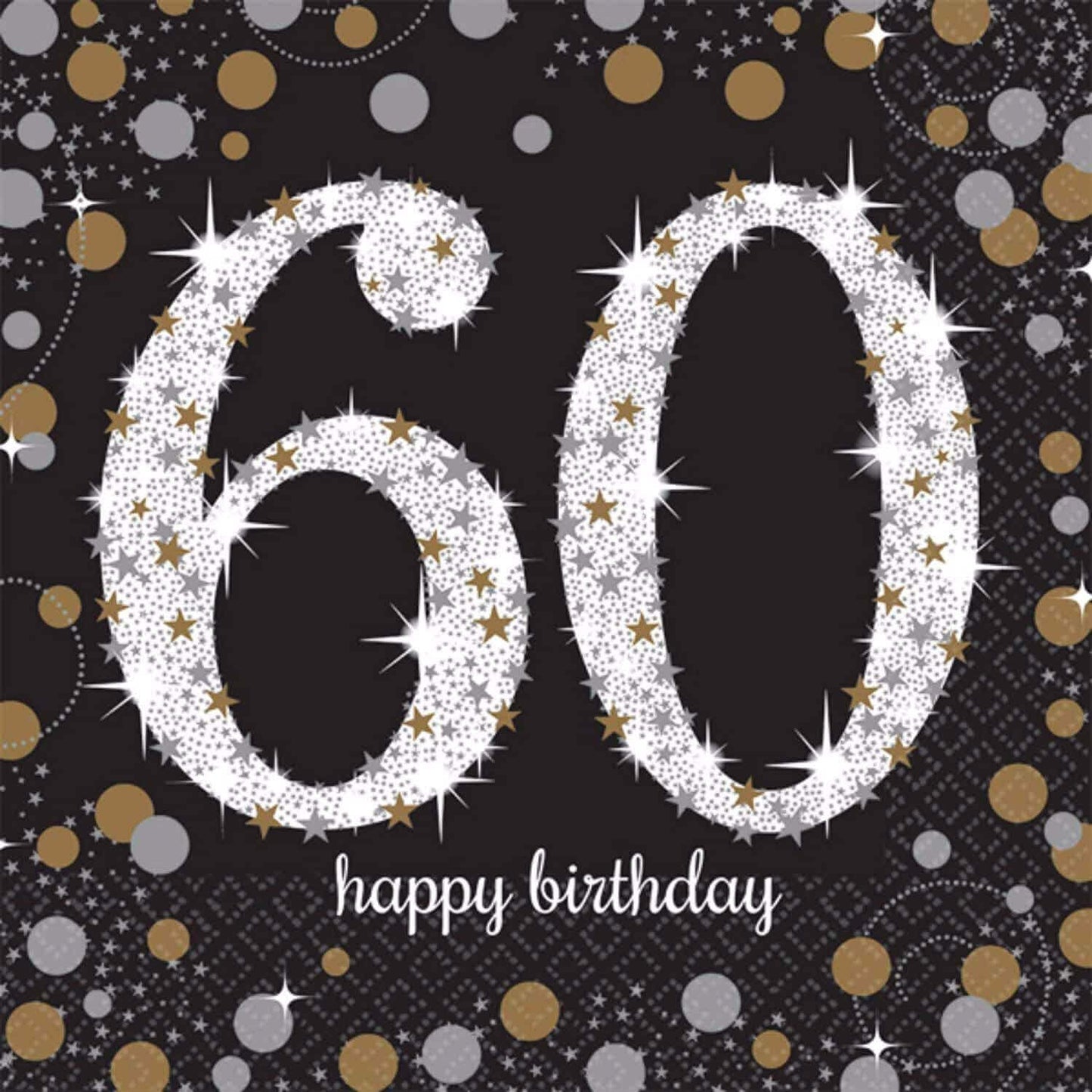 Sparkling 60th Birthday Lunch Napkins - 16PC