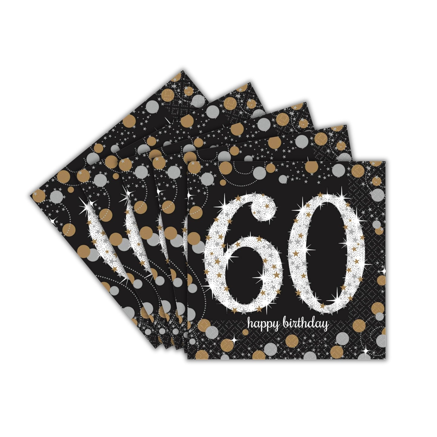 Sparkling 60th Birthday Lunch Napkins - 16PC