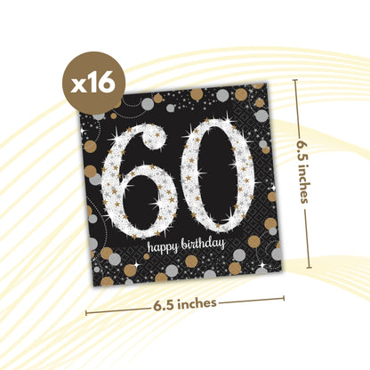 Sparkling 60th Birthday Lunch Napkins - 16PC