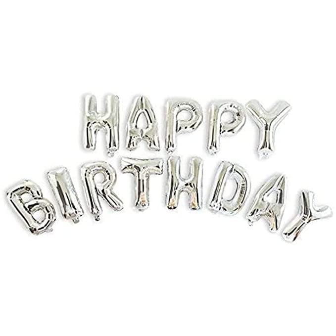 Happy Birthday Letter Foil Balloon Set of Silver