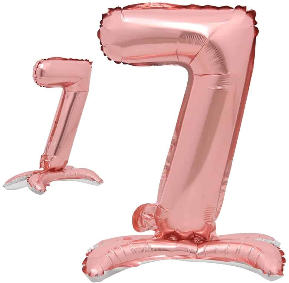 Rose Gold 7 Number Balloon | Self Standing Balloons - 32 inches