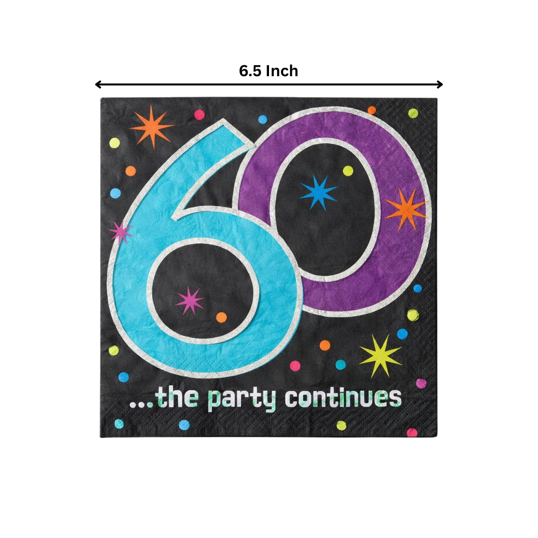 60th Birthday Lunch Napkins - Pack of 16