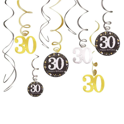 30th Birthday Swirl Decoration - 12PC