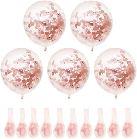 Rose Gold Confetti Balloons Combo - 10PC