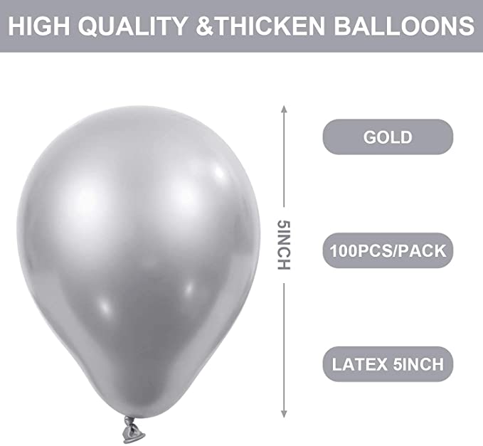 5" Chrome Silver Balloon - 100PC