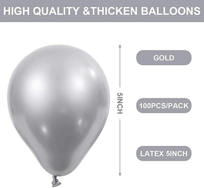 5" Chrome Silver Balloon - 100PC