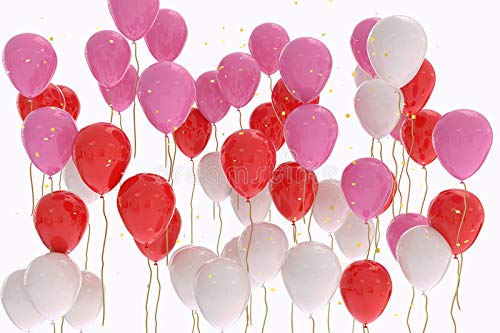 Red Pink White Pack of 50 Metallic Shiny Balloon